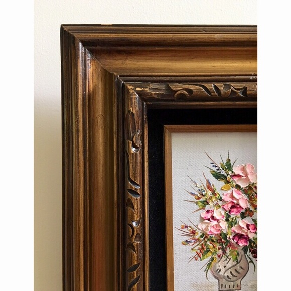 SOLD :: Vintage Framed Flower Painting - Picture 5 of 6